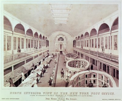 North Interior View of the New York Post Office, Engraved by Endicott by American School